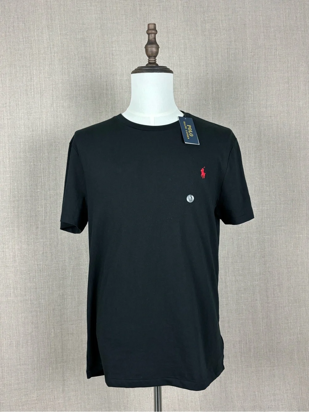 Polo Ralph Lauren 100% Cotton Custom Slim Fit T-Shirt Black Red Pony L NWT